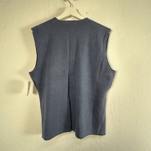 Woolrich Womens Walnut Hill Vest XL Lapis Blue Floral Embroidered Zip V-Neck New - Picture 2 of 8